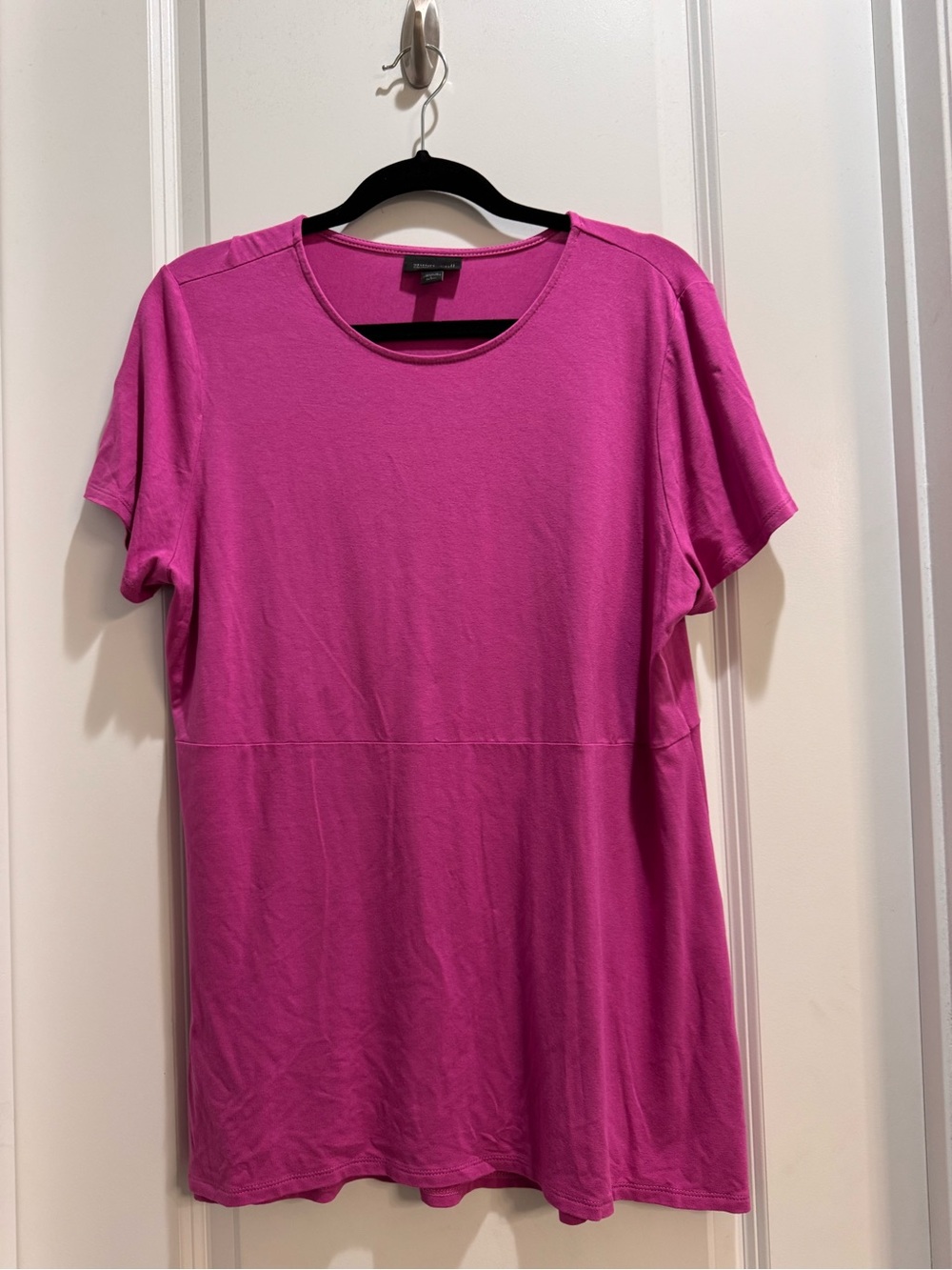 J Jill Wearever Collection Rose Pink Round Tee LPet Short Sleeve Peplum